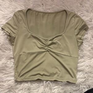 SHEIN Olive Ruched Crop Top